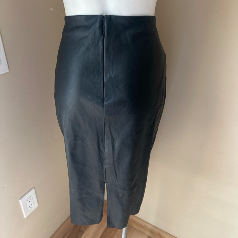 Express Black Faux Leather High-Waist Pencil Skirt - Picture 3 of 9